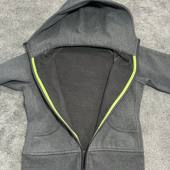 Lululemon Scuba Hoodie Women Size 4 Heathered Gray Sweatshirt Lime Logo - Picture 6 of 11